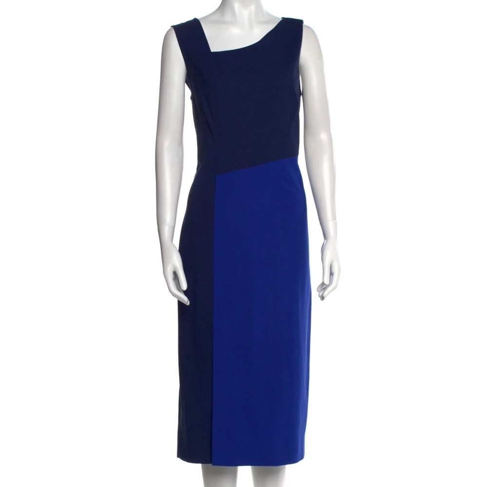Diane Von Furstenberg One-Shoulder Colorblocked wool Sheath Dress - size 10